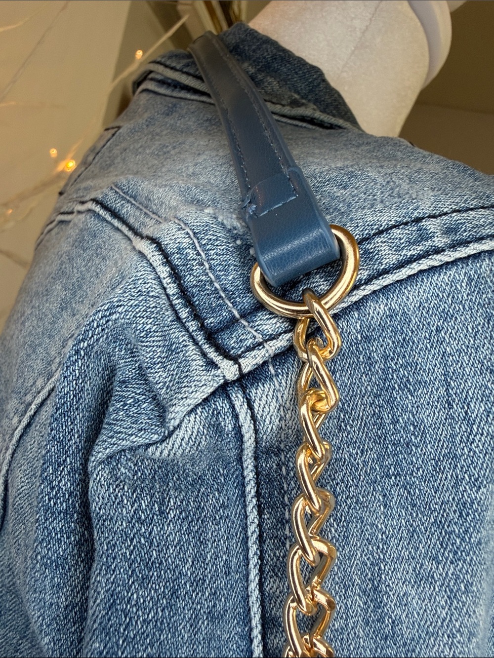 Denim NWOT 3 AM monogram Crossbody bag with large front pocket. 10 X 7 x2 - Picture 3 of 12